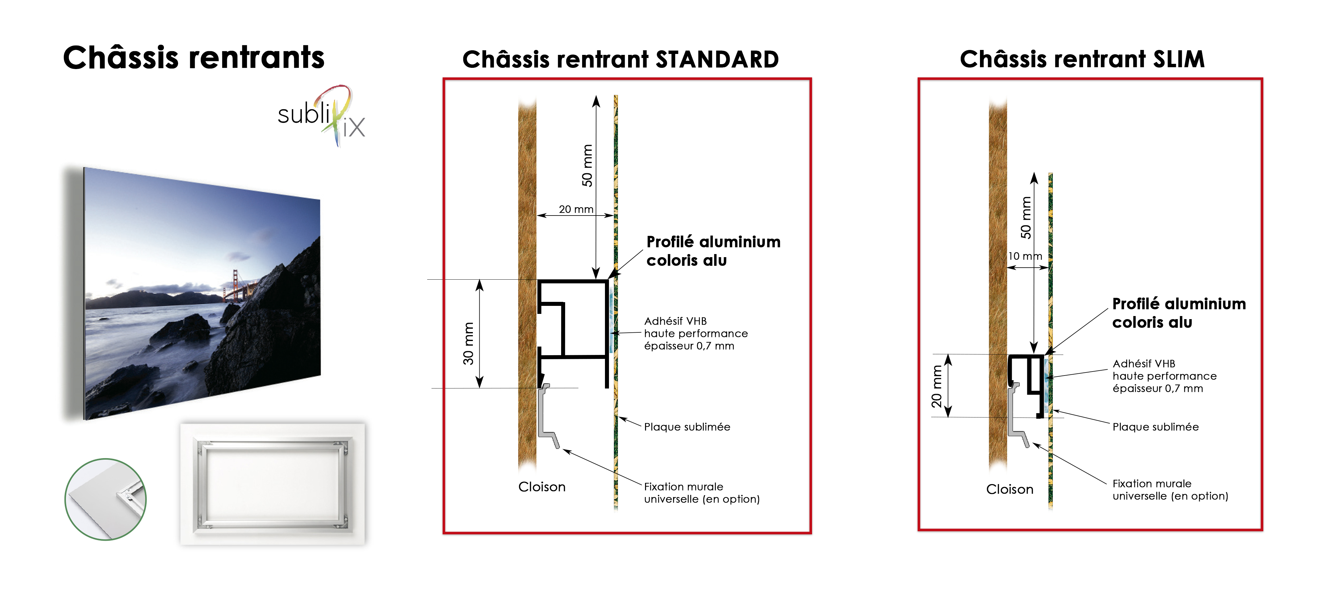 Châssis rentrants SubliPix